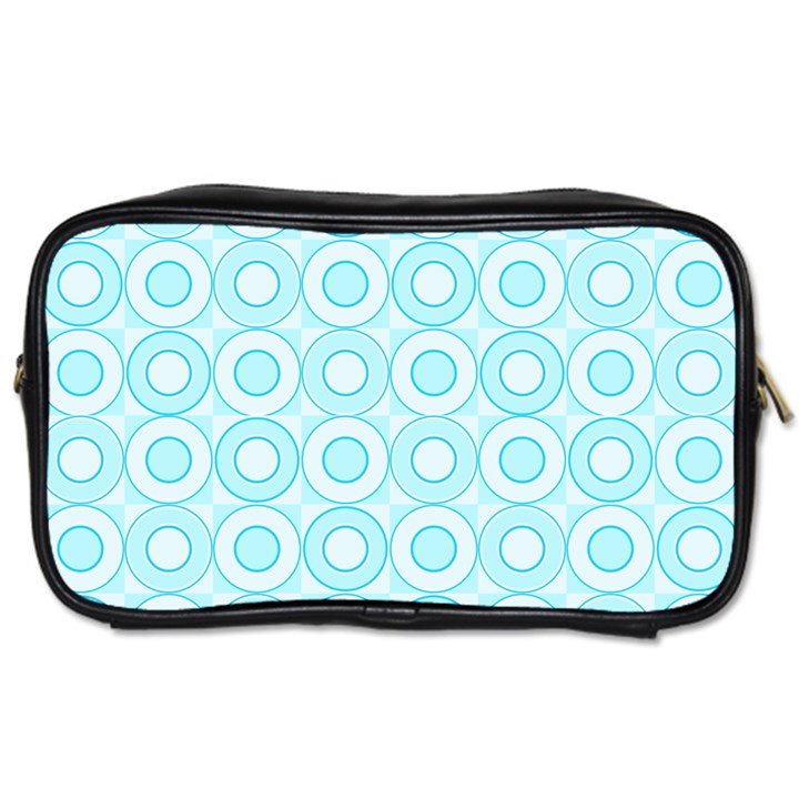 Mazipoodles Baby Blue Check Donuts Toiletries Bag (One Side)