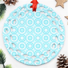 Mazipoodles Baby Blue Check Donuts Ornament (round Filigree) by Mazipoodles