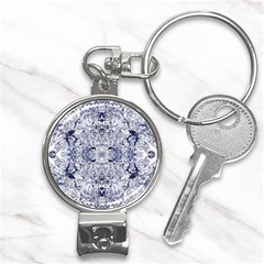 Blue Biro Arabesque Nail Clippers Key Chain by kaleidomarblingart