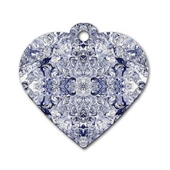 Blue Biro Arabesque Dog Tag Heart (two Sides) by kaleidomarblingart