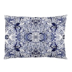 Blue Biro Arabesque Pillow Case by kaleidomarblingart