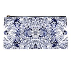 Blue Biro Arabesque Pencil Case by kaleidomarblingart