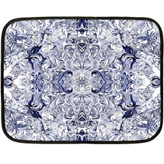 Blue Biro Arabesque Two Sides Fleece Blanket (mini) by kaleidomarblingart