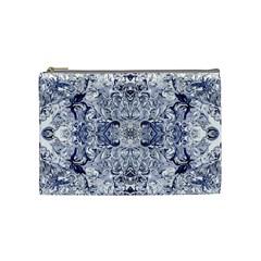 Blue Biro Arabesque Cosmetic Bag (medium) by kaleidomarblingart