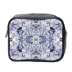 Blue Biro Arabesque Mini Toiletries Bag (two Sides) by kaleidomarblingart