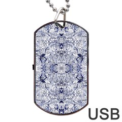 Blue Biro Arabesque Dog Tag Usb Flash (two Sides) by kaleidomarblingart