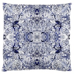 Blue Biro Arabesque Large Cushion Case (one Side) by kaleidomarblingart