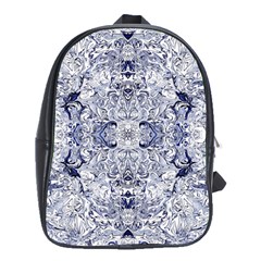 Blue Biro Arabesque School Bag (xl) by kaleidomarblingart