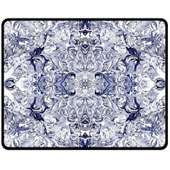 Blue Biro Arabesque Two Sides Fleece Blanket (medium) by kaleidomarblingart