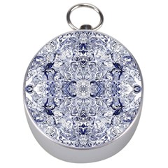 Blue Biro Arabesque Silver Compasses by kaleidomarblingart