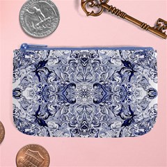 Blue Biro Arabesque Large Coin Purse by kaleidomarblingart