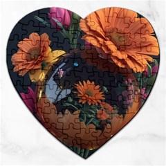 Crocodile Vs Monkey Watercolor 1 Dreamshaper V7 3d Floral 0 Jigsaw Puzzle (heart) by mohdmosin2535