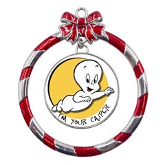 Casper2 Metal Red Ribbon Round Ornament