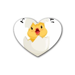 Cute Chick Rubber Heart Coaster (4 Pack) by RuuGallery10