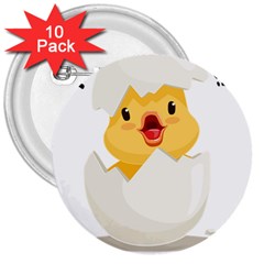 Cute Chick 3  Buttons (10 Pack) 