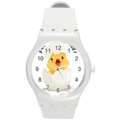 Cute Chick Round Plastic Sport Watch (m) by RuuGallery10