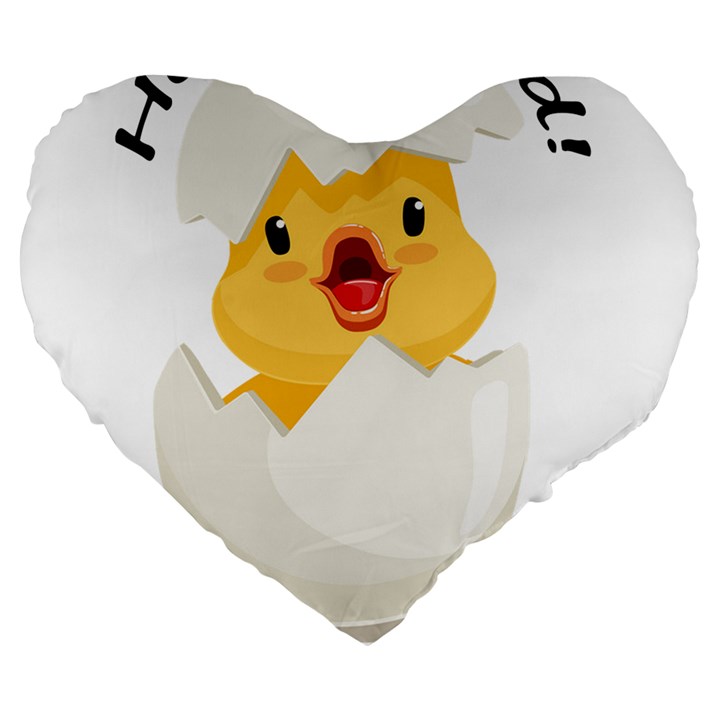 Cute Chick Large 19  Premium Flano Heart Shape Cushions