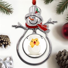 Cute Chick Metal Snowman Ornament