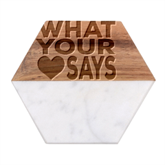 Do What Ur Heart Says Marble Wood Coaster (hexagon) 