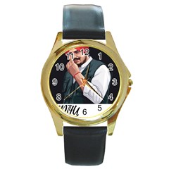 Moosewala Round Gold Metal Watch by Mayank