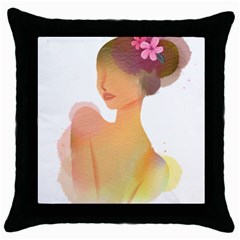 Lady Throw Pillow Case (black) by RuuGallery10