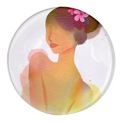 Lady Round Glass Fridge Magnet (4 Pack)