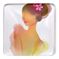 Lady Square Glass Fridge Magnet (4 Pack)