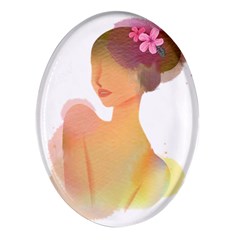 Lady Oval Glass Fridge Magnet (4 Pack)