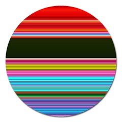 Horizontal Line Colorful Magnet 5  (round) by Grandong