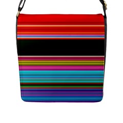 Horizontal Line Colorful Flap Closure Messenger Bag (l) by Grandong