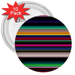 Horizontal Lines Colorful 3  Buttons (10 Pack)  by Grandong