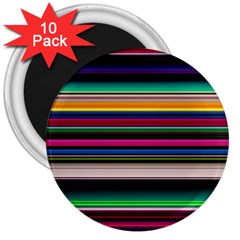 Horizontal Lines Colorful 3  Magnets (10 Pack)  by Grandong