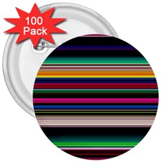 Horizontal Lines Colorful 3  Buttons (100 Pack)  by Grandong