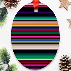 Horizontal Lines Colorful Oval Ornament (two Sides) by Grandong