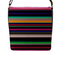 Horizontal Lines Colorful Flap Closure Messenger Bag (l) by Grandong