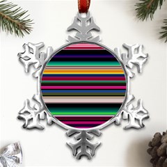 Horizontal Lines Colorful Metal Small Snowflake Ornament by Grandong