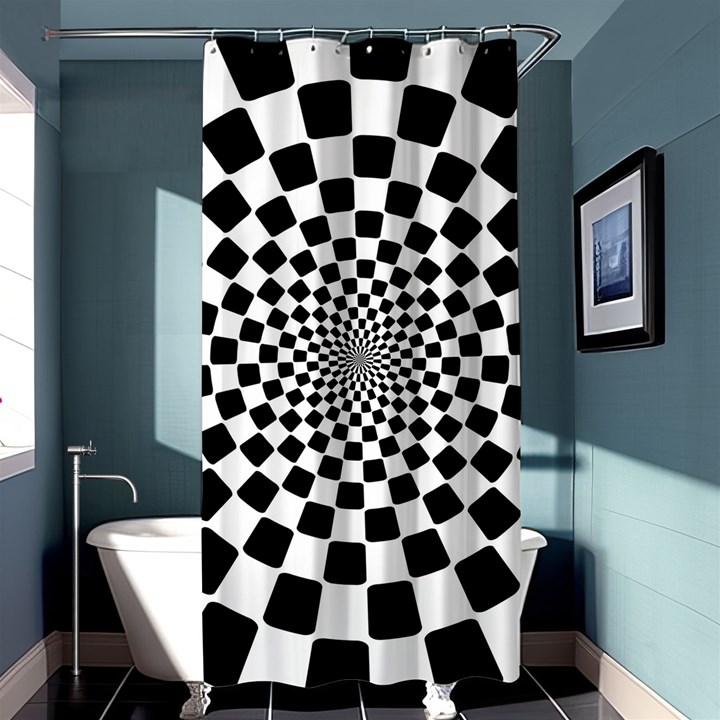 Geomtric Pattern Illusion Shapes Shower Curtain 36  x 72  (Stall) 