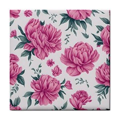 Pattern Flowers Texture Design Tile Coaster by Grandong