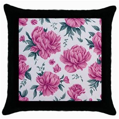 Pattern Flowers Texture Design Throw Pillow Case (black) by Grandong