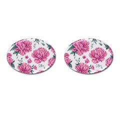 Pattern Flowers Texture Design Cufflinks (oval) by Grandong