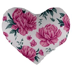 Pattern Flowers Texture Design Large 19  Premium Flano Heart Shape Cushions by Grandong