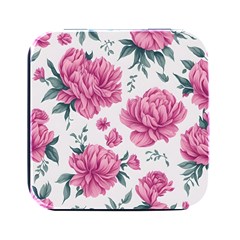 Pattern Flowers Texture Design Square Metal Box (black) by Grandong