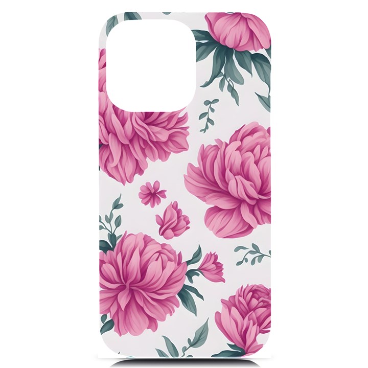 Pattern Flowers Texture Design iPhone 14 Pro Max Black UV Print Case