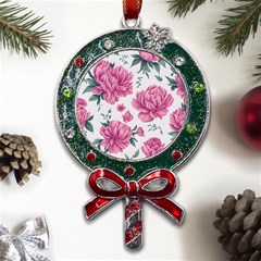 Pattern Flowers Texture Design Metal X mas Lollipop With Crystal Ornament by Grandong