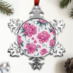 Pattern Flowers Texture Design Metal Small Snowflake Ornament by Grandong