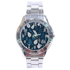 Pattern Flower Texture Stainless Steel Analogue Watch