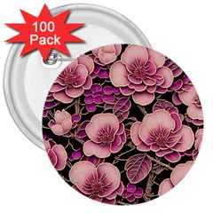 Plum Blossom Blossom 3  Buttons (100 Pack)  by Grandong