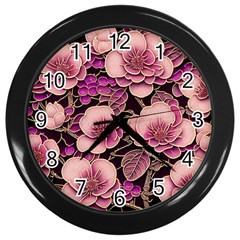 Plum Blossom Blossom Wall Clock (black) by Grandong