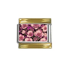 Plum Blossom Blossom Gold Trim Italian Charm (9mm) by Grandong