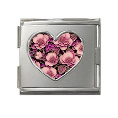 Plum Blossom Blossom Mega Link Heart Italian Charm (18mm) by Grandong